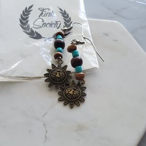 NEW Philippines Sun Beaded Drop Earrings Tribal Islander Costume